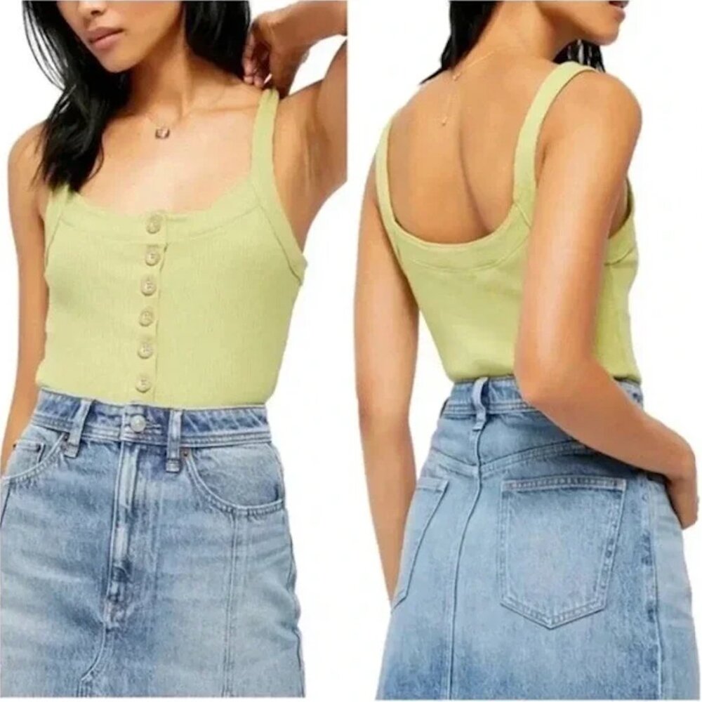 Free People Bridgette Rib Knit Button Tank - Picture 2 of 2
